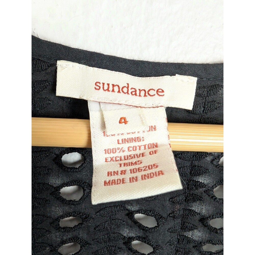 Sundance Catalog Black Eyelet Lace Dress Size 4 - Picture 4 of 8